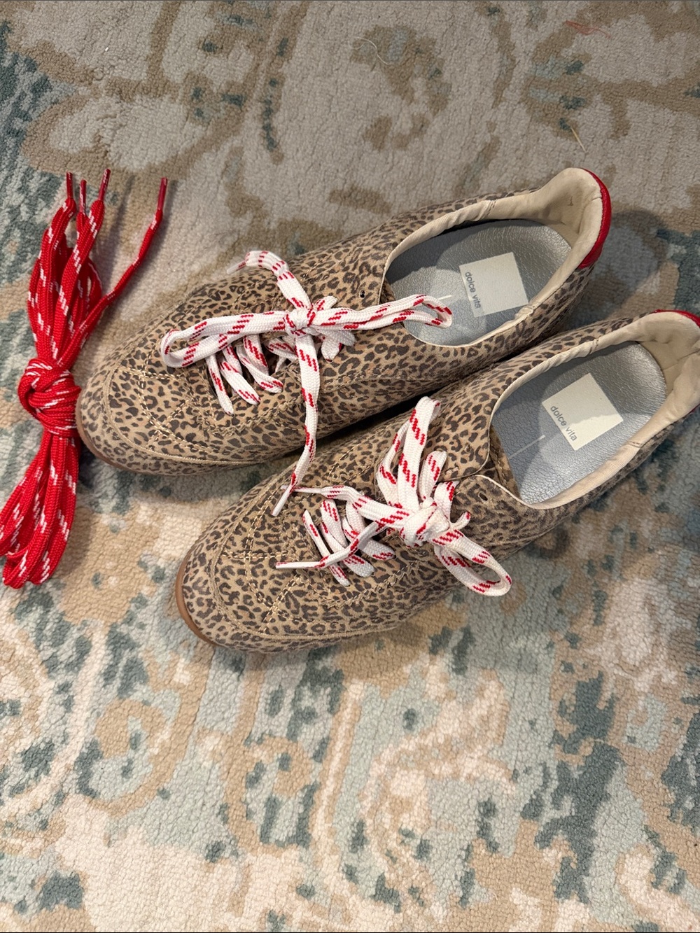 Dolce Vita Leopard Print Sneakers with Red-Accented Laces